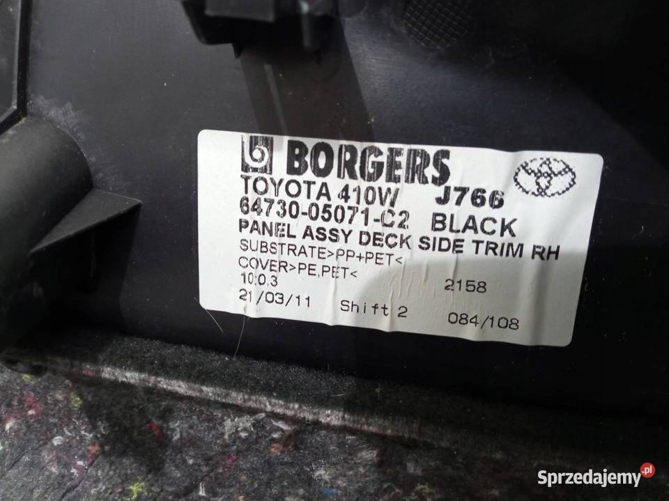 TAPICERKA BOCZEK BAGAŻNIKA LEWY PRAWY KOMPLET