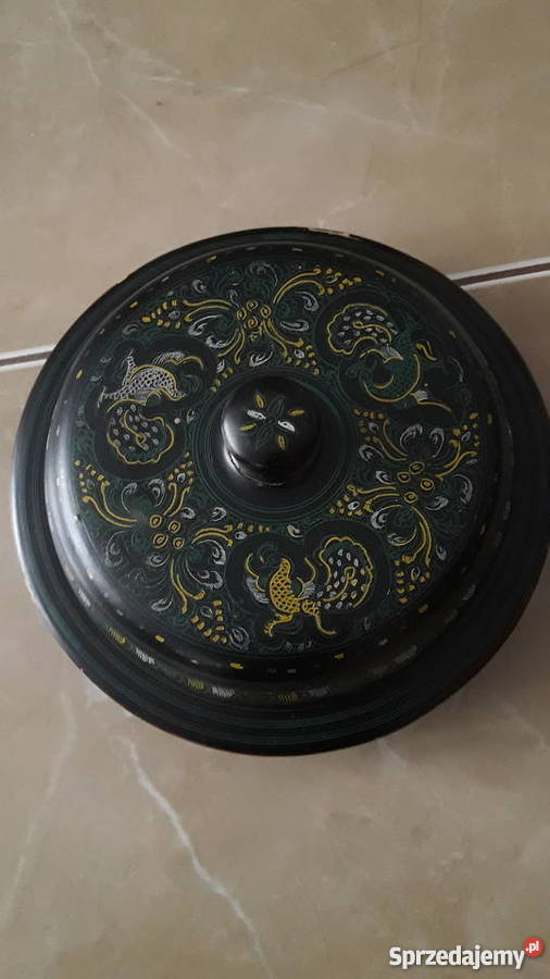 Antyk drewniany pojemnik na cukierki Japonia XIX Janów Lubelski