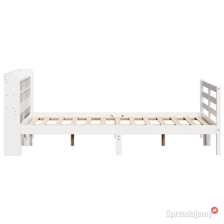 Rama łóżka z wezgłowiem biała lite drewno 82cm Warszawa