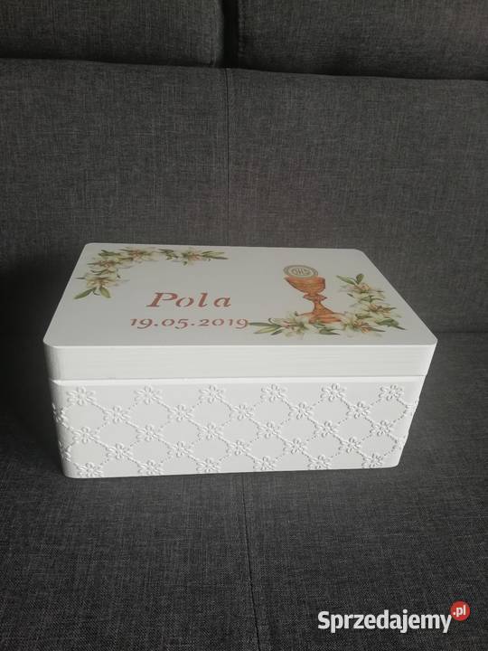 Kuferek komunijny lilie z imieniem i życzeniami Kędzierzyn-Koźle