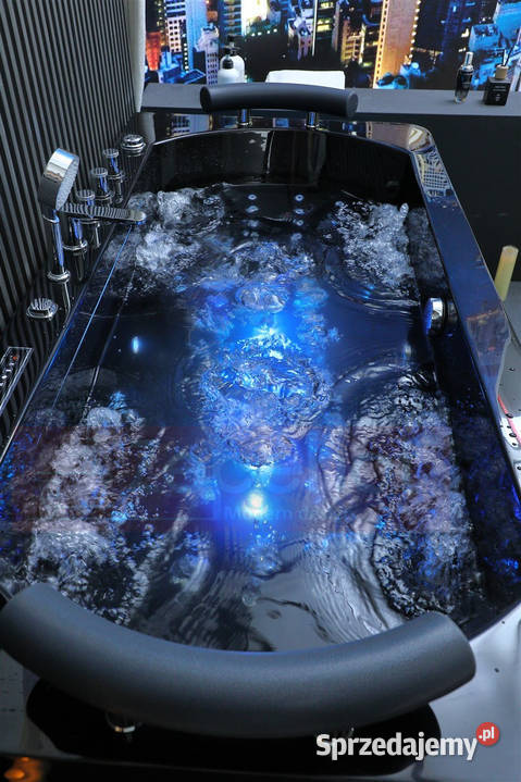 Czarna wanna z hydromasażem EBX869 prostokątna