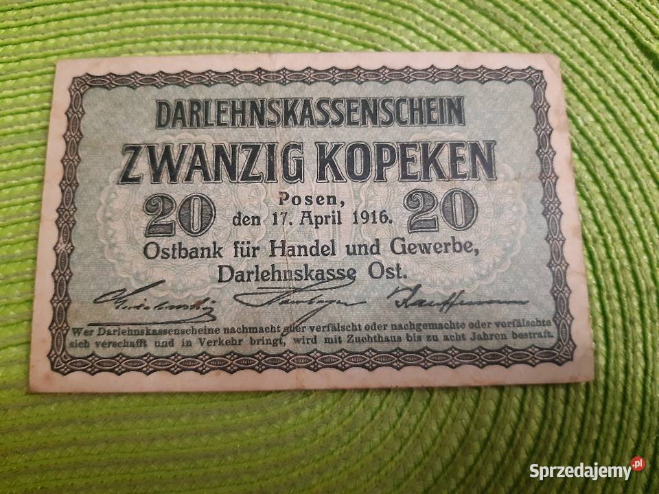 banknot niemiecki terenów wschodnich Poznań podlaskie sprzedam