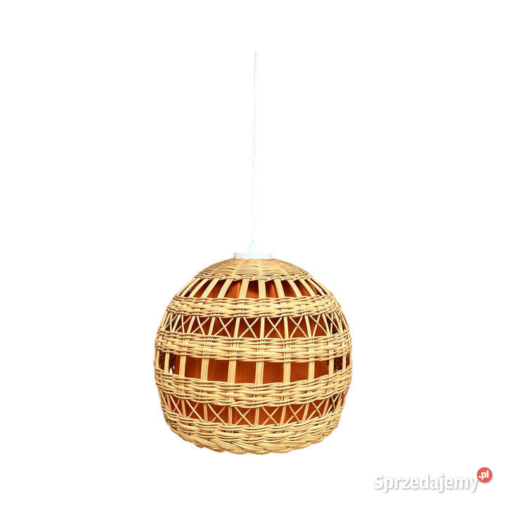 Lampa sufitowa z wiklinowym kloszem Polska lata Warszawa