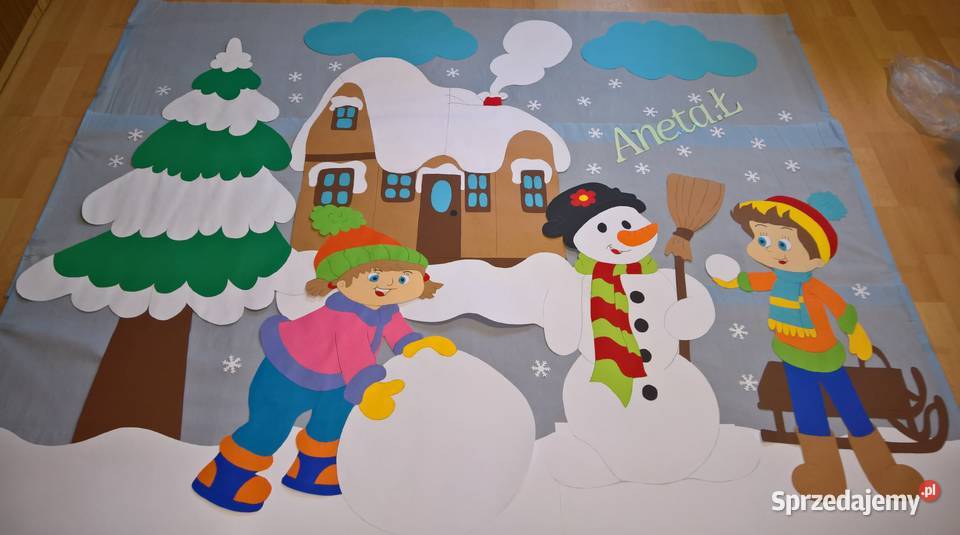 Dekoracje zimowe wielkoformatowe z brystolu Dla Dziecka