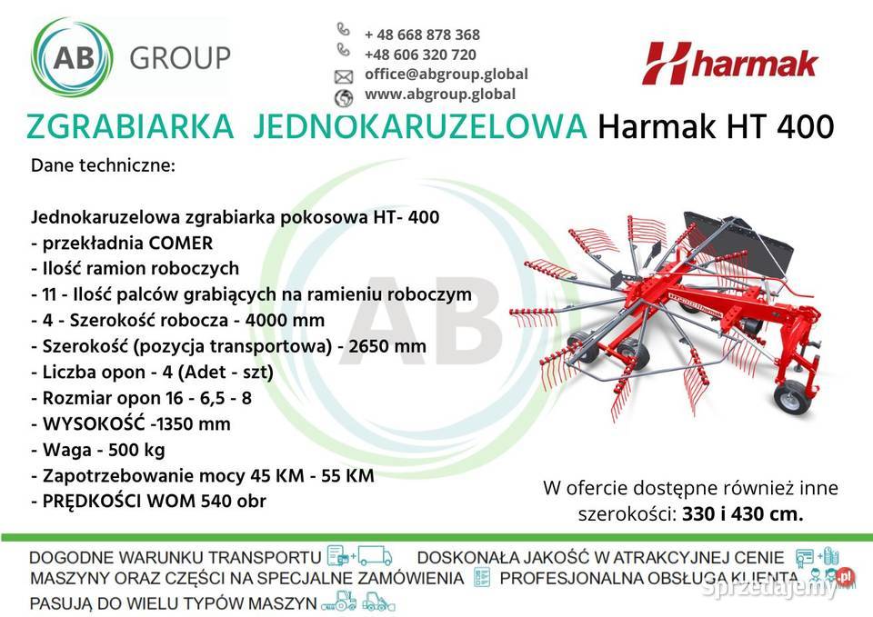 Zgrabiarka jednokaruzelowa HARMAK HT400 Rzędziany sprzedam