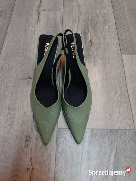 4041 Zielone ołówkowe Czółenka wieczorowe z zielony Czółenka Kraków sprzedam