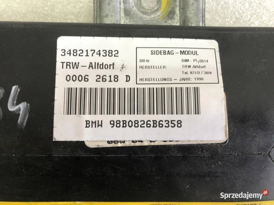 PODUSZKA DRZWI PRAWY PRZÓD 3482170382 BMW E46 osobowe Poduszki powietrzne