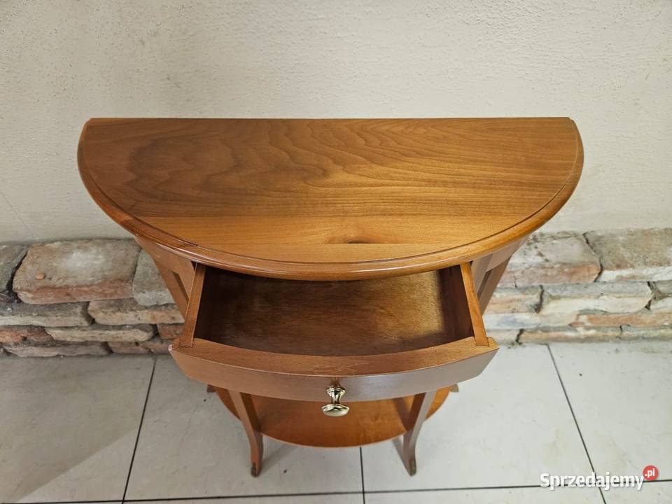 Półokrągła drewniana konsola stolik 4 nóżki