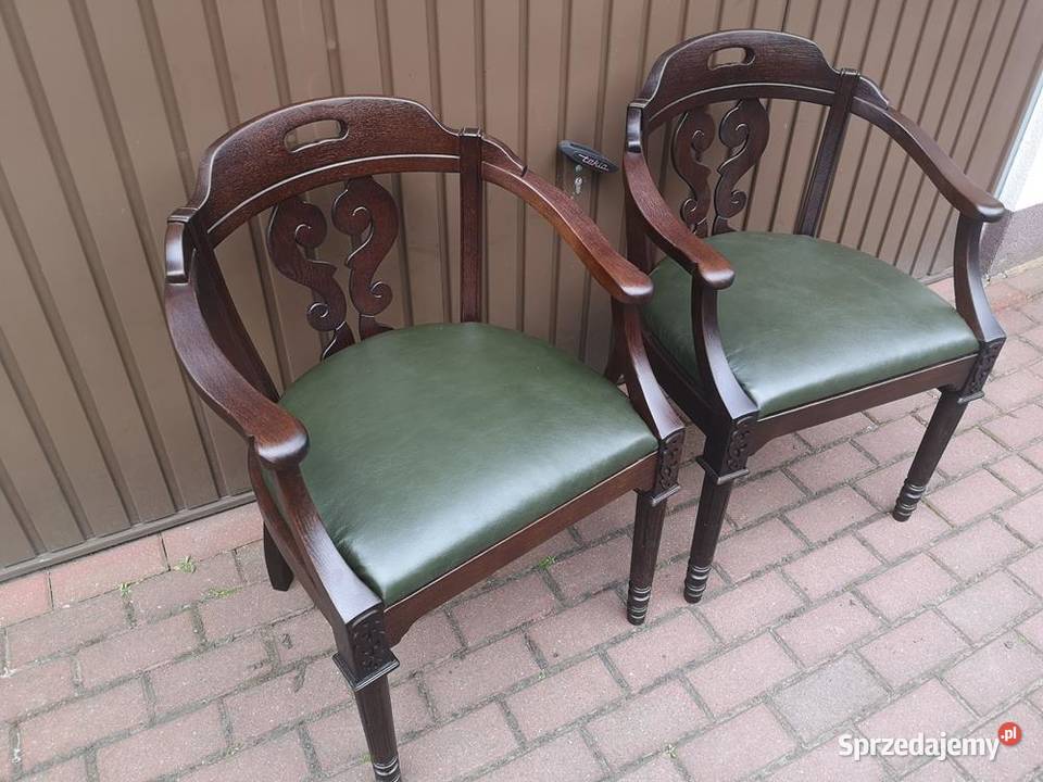 Stary Fotel Krzesło Dębowe Gabinetowe Komplet