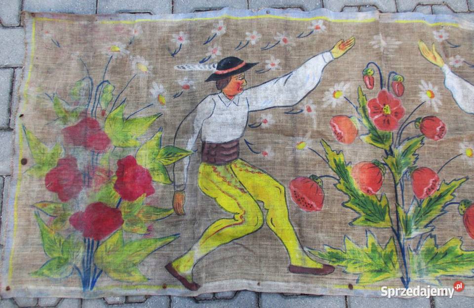 Stara Makata Tapiseria na Lnianym Szarym Płótnie mazowieckie Nieporęt