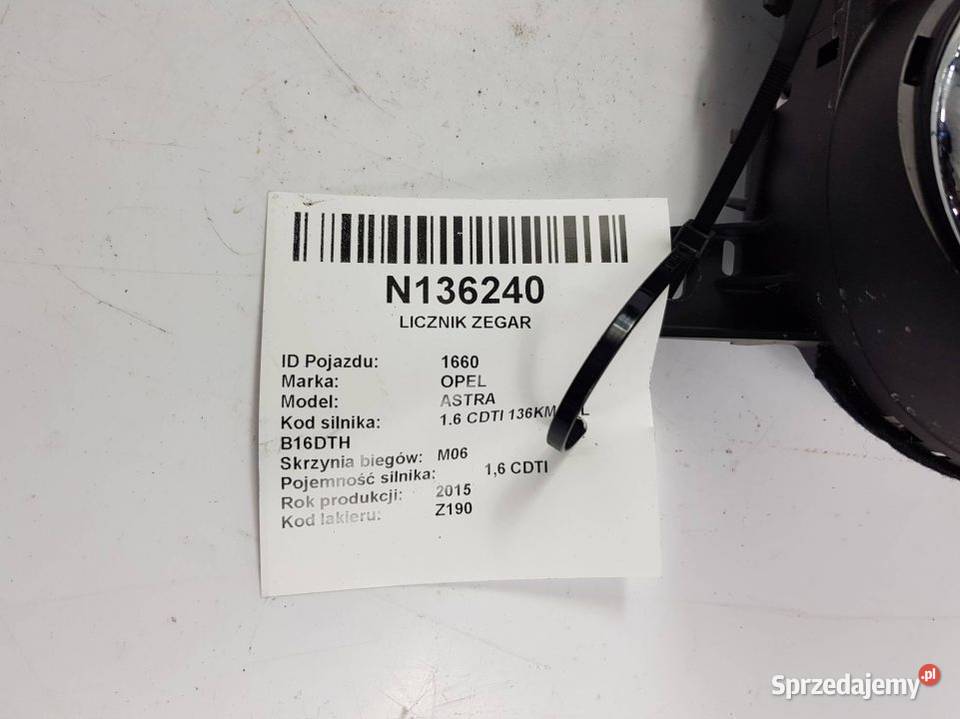 LICZNIK ZEGAR 13460582 OPEL ASTRA J 2015 Pozostałe kujawsko-pomorskie Lipno