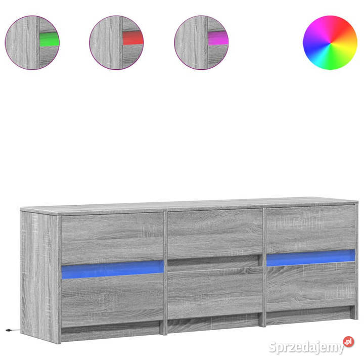Szafka pod TV z LED szary dąb sonoma 140x34x50 mazowieckie Warszawa