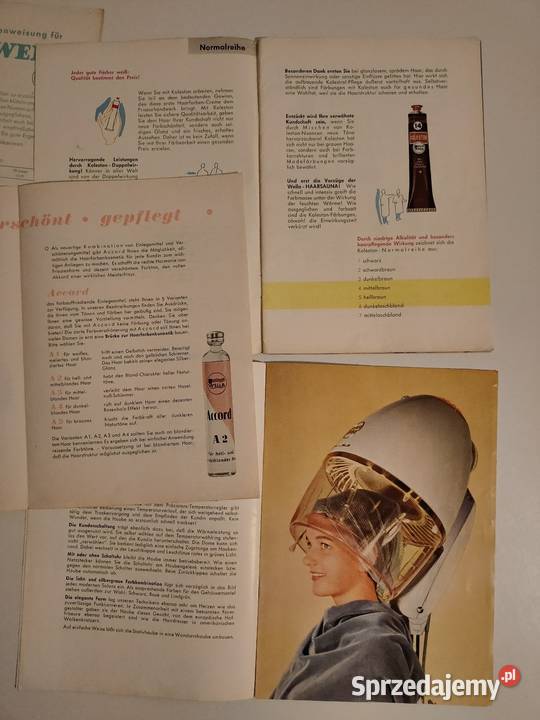Stare ulotki i foldery Wella Fryzjerstwo vintage Kościan
