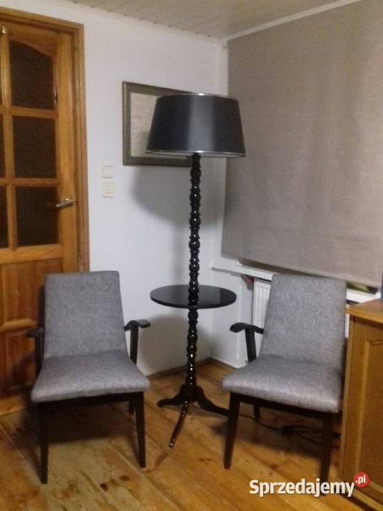 Stolik z lampą lata 60te szkłodrewno odnowiony Oleśnica