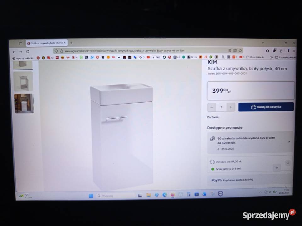 Szafka biała KIM 40 wisząca pod umywalkę lakier Warszawa sprzedam
