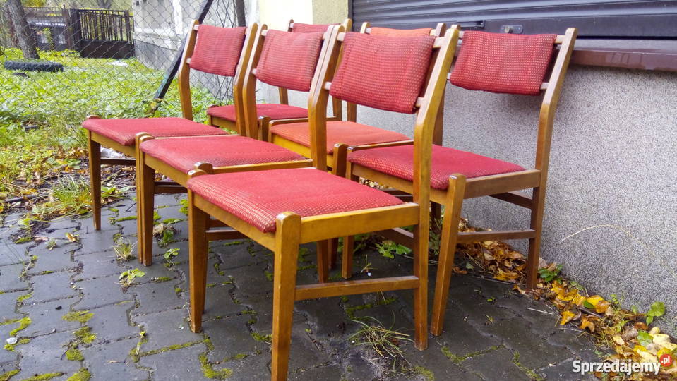 Krzesła drewniane 6 szt.  Meble PRL, Fotel PRL, Komody PRL