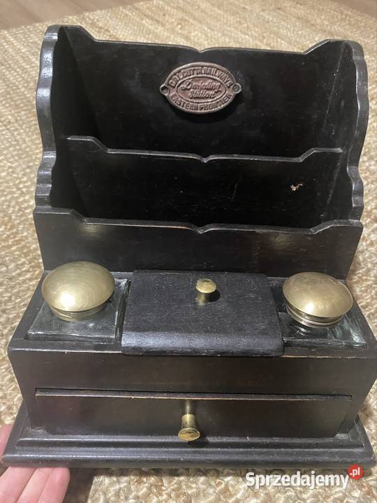 Organizer gazetnik drewniany indyjski stary