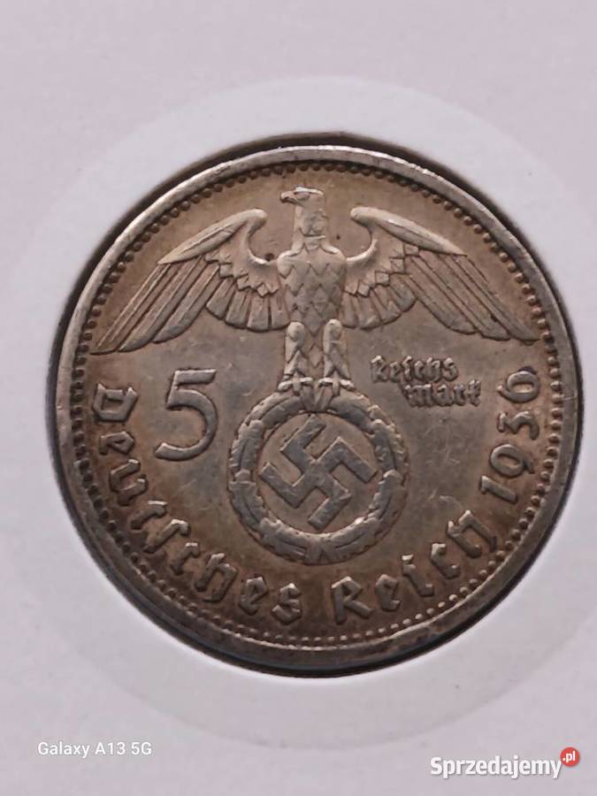 5 Marek Niemcy 1936 r Paul von Hindenburgmen A 4 Numizmatyka