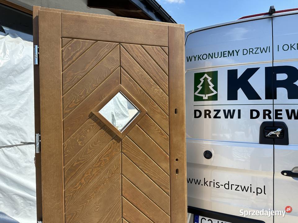 Drzwi zewnętrzne lite drewniane RĘKI GRUBE 75mm Bielsko-Biała