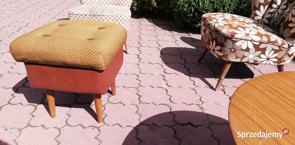 Pufa PRL art deco siedzisko patyczak Garwolin