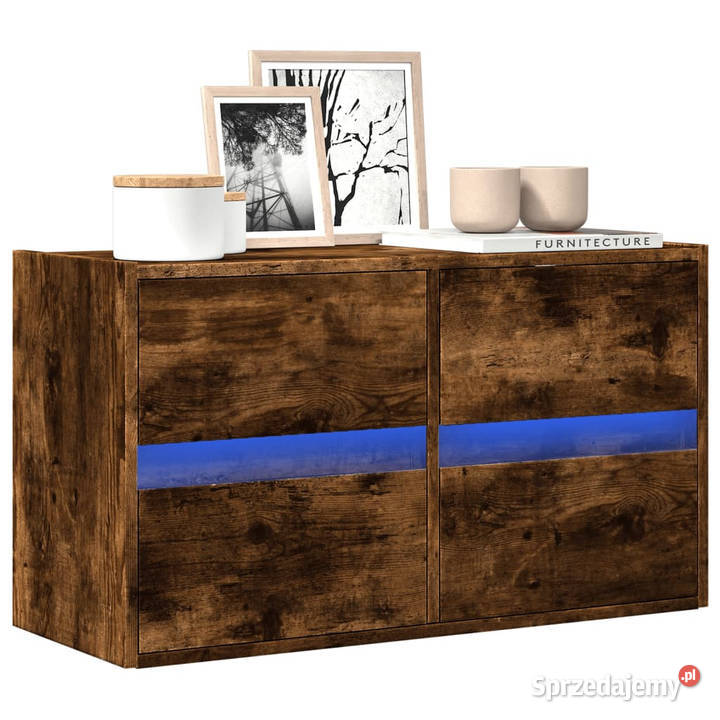 Ścienna szafka TV z LED przydymiony dąb 80x31x45 Warszawa