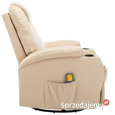 vidaXL Bujany fotel do masażu kremowy sztuczna Warszawa