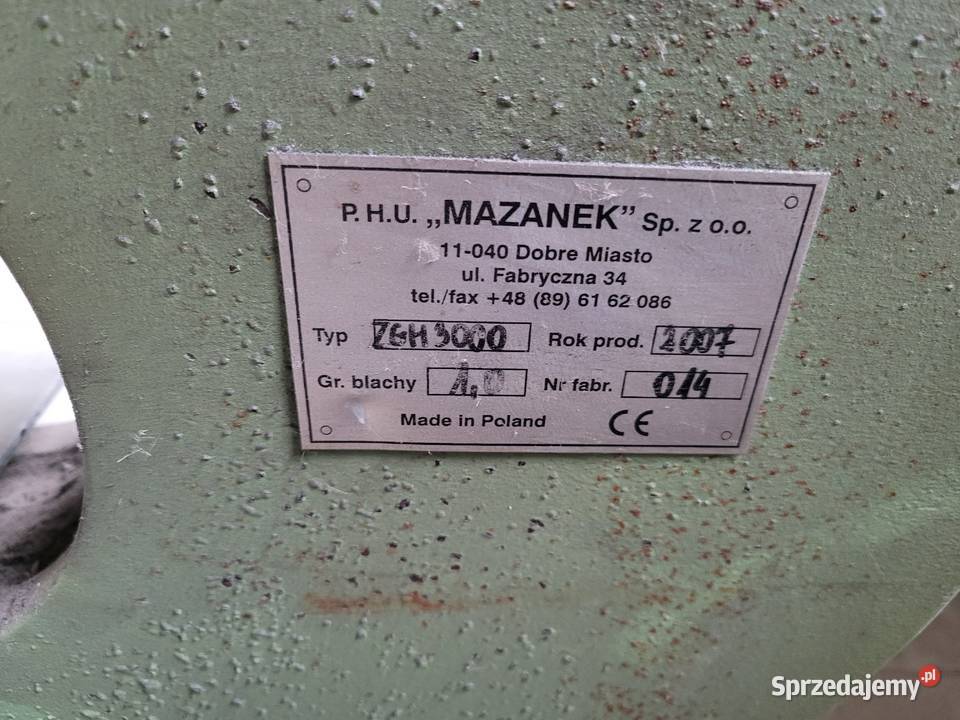 Syndyk sprzda Zaginarkę hydrauliczną ZGH 3000 Produkcja Warszawa