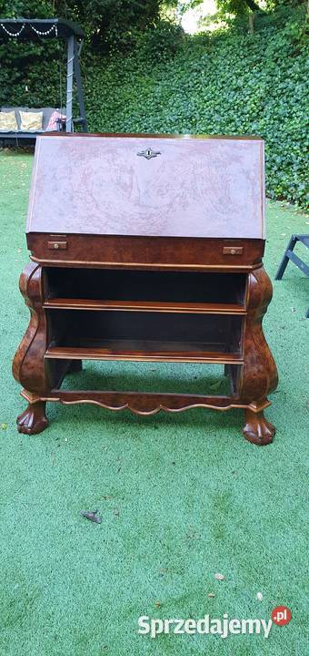 Sekretarzyk orzechowy styl barokowy vintage Wleń