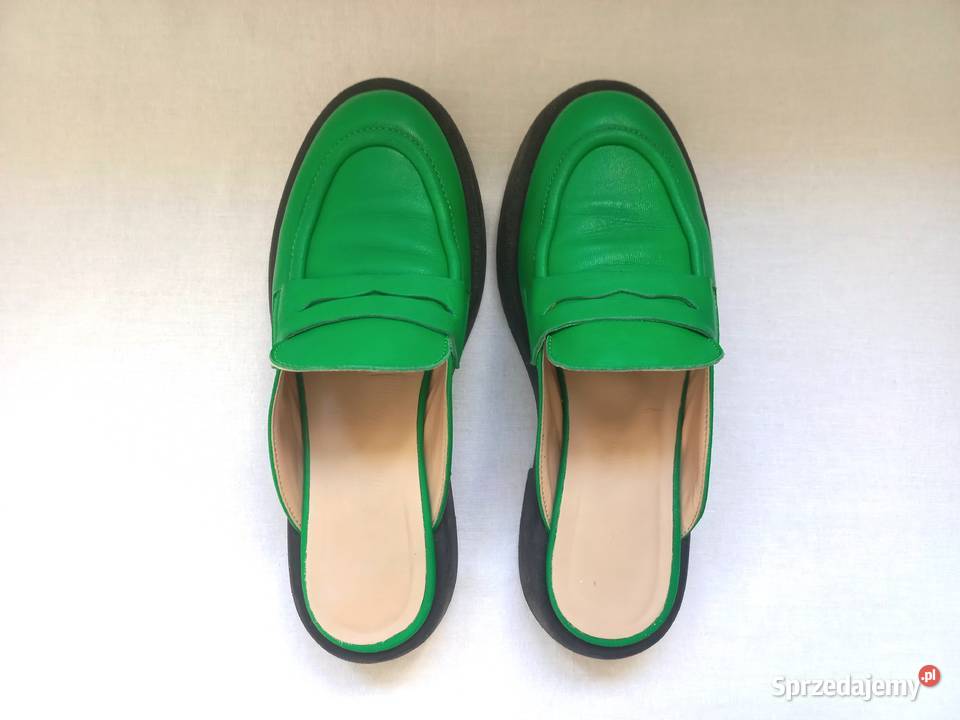 Klapki zielone Mule damskie r 37538 SKÓRA Białystok