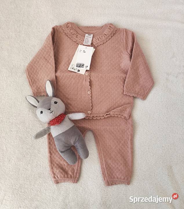 Komplet HM 68 bawełna brudny róż kardigan sweter zachodniopomorskie Szczecin