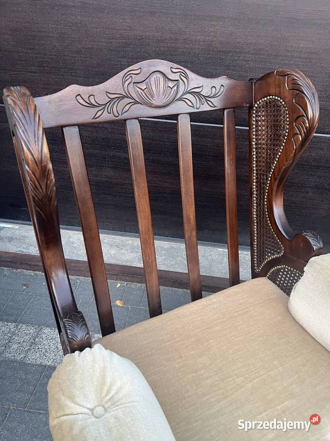 Solidne wygodne pięknie rzeźbione fotele Ostrów Mazowiecka