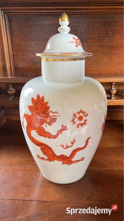 Amfora Meissen Czerwony Smok Ming Red Dragon