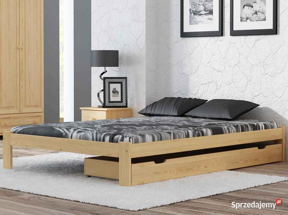 Łóżko dwuosobowe sosnowe drewniane rama Irys 120x200