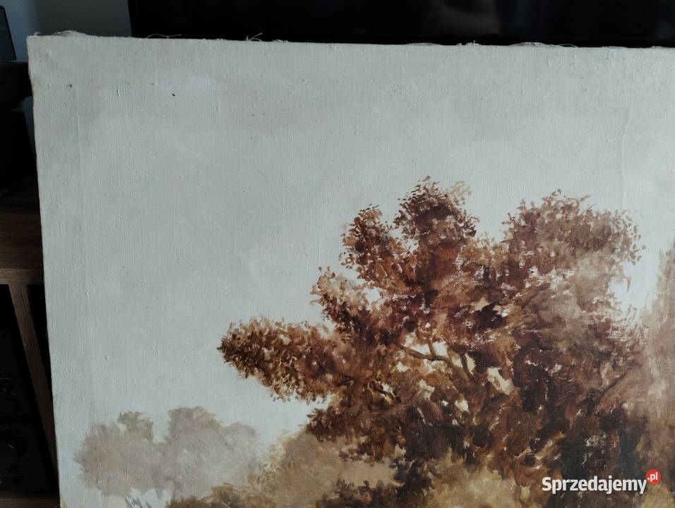 Obraz pejzaż akwarela duży 69X89 Warszawa