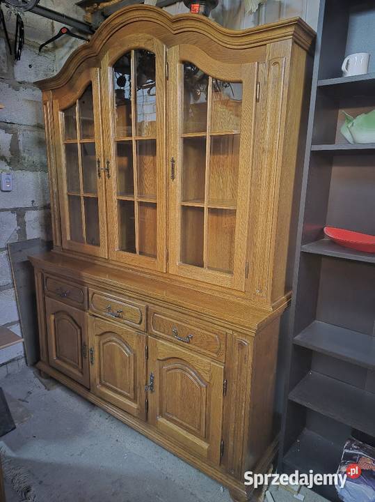 Witryna kredens dębowy komoda z witryną Sypniewo