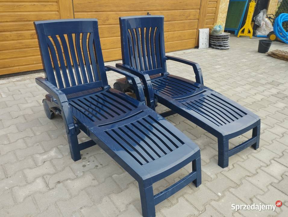 Leżaki ogrodowe plastikowe basenowe granatowe Meble ogrodowe Szamotuły