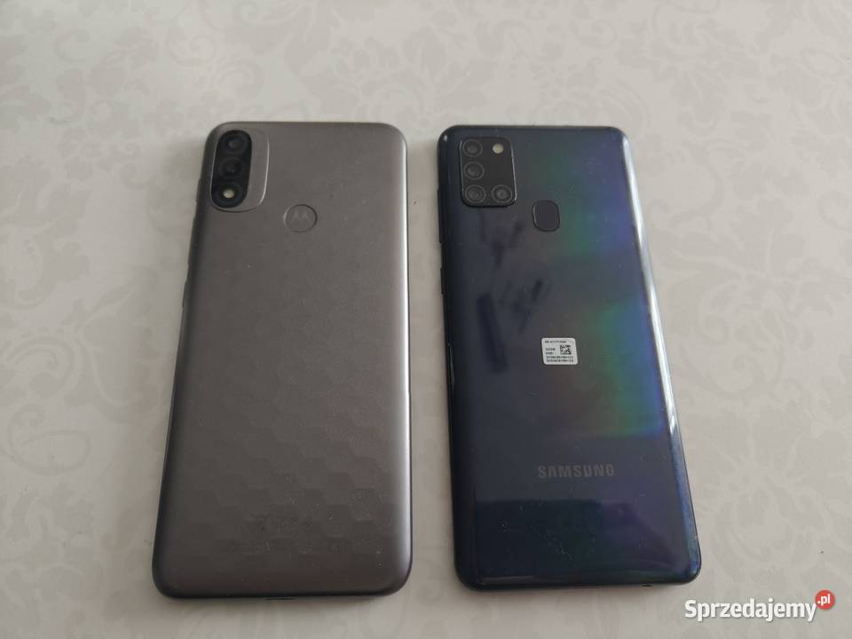 Dwa telefony Samsung A21s i Motorola e20