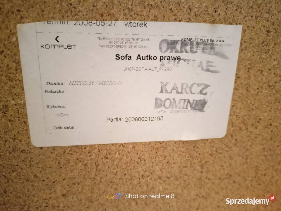 Łóżko dziecięce sofa autko prawe Skarżysko-Kamienna