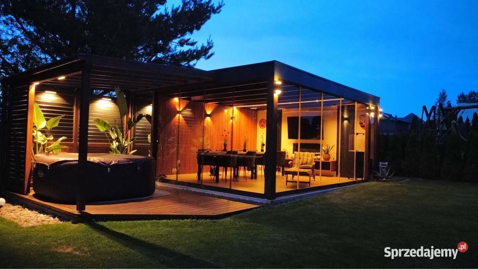 Drewniane zadaszenie tarasu altany pergole Luzino