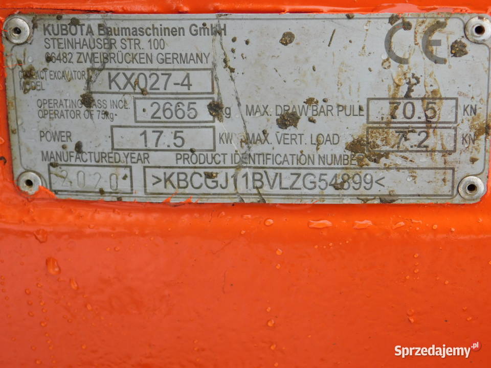 mini koparka Kubota kx0274 2020 świetna maszyna nie Kraków