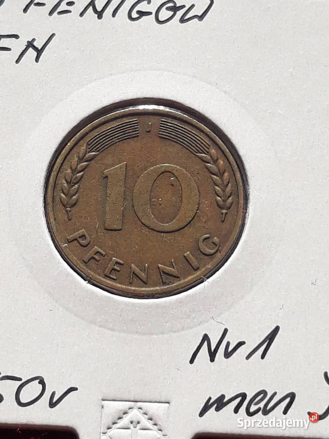 10 Fenigów RFN 1950 r men J 1 wielkopolskie Konin