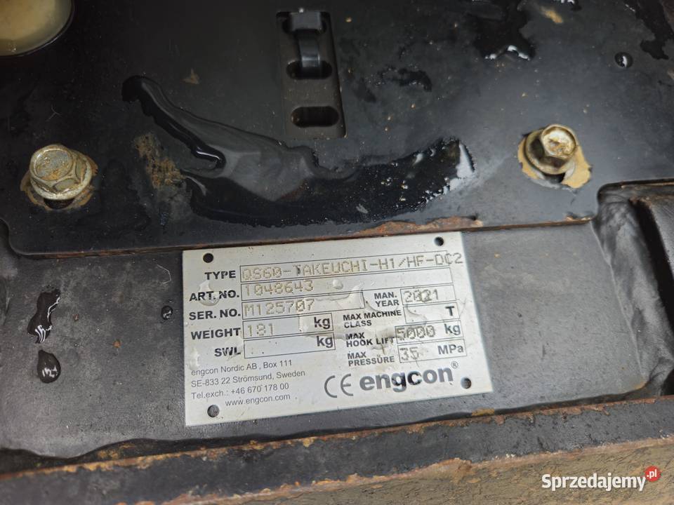 Szybkozłącze hydrauliczne Engcon QS60 S60 Cat śląskie Jaworzno