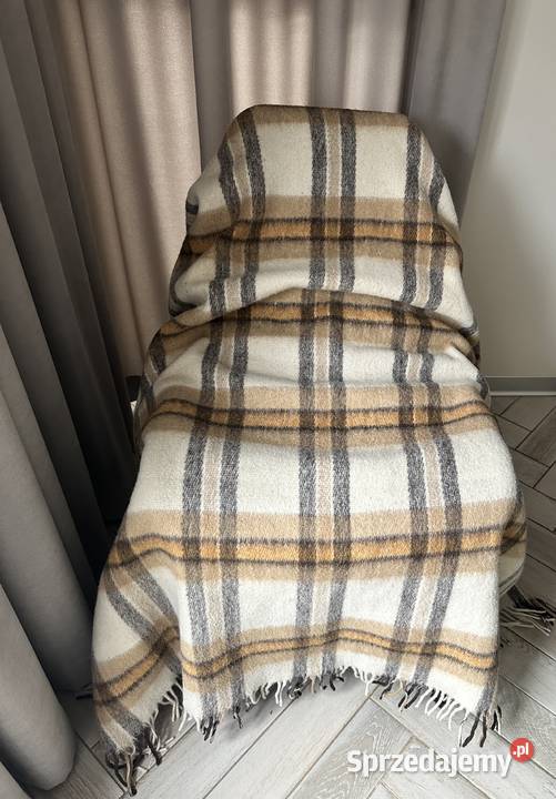 Koc pled Wooltex 100 wełny r170x200 beżowy Pościel i koce Łódź