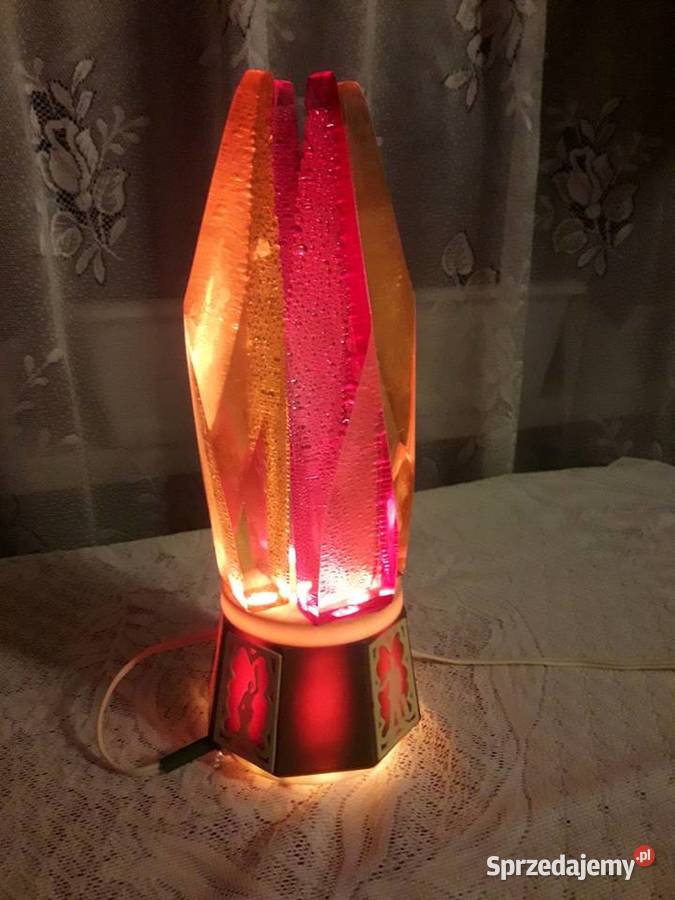 Lampka nocna kryształy lampa stołowa brązowa PRL Antyki Piotrków Trybunalski