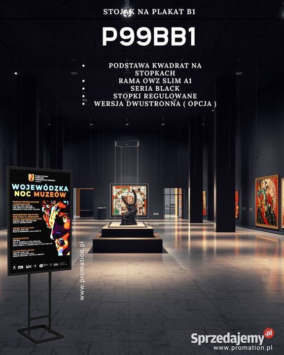 Czarny stojak na plakat B1 OWZ wolnostojący Szczecin