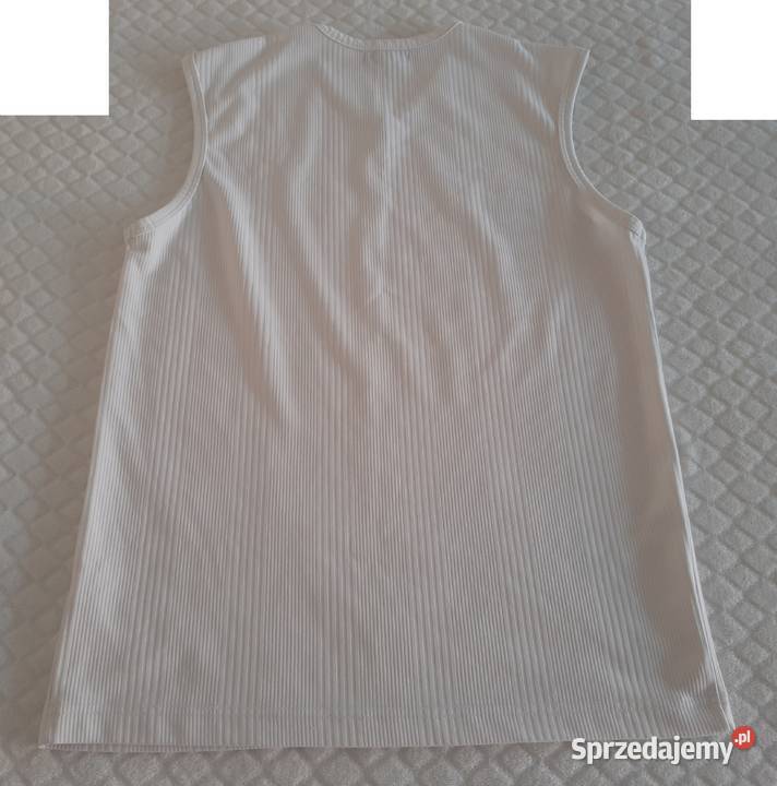 Bezrękawnik męski koszulka biały prążki slim fit śląskie Czeladź sprzedam