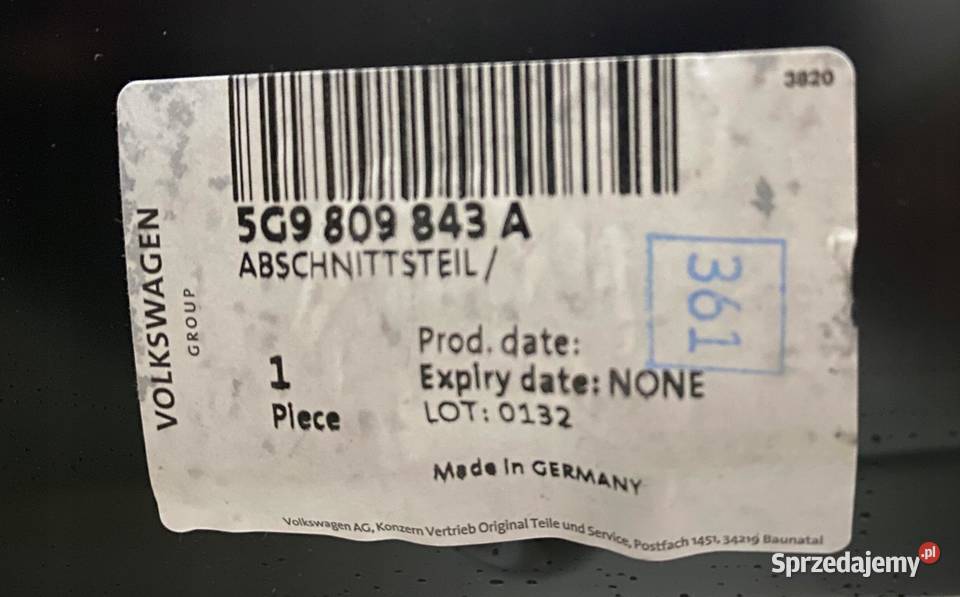 VW Golf VII 5G9 Kombi Tylny Lewy Błotnik osobowe