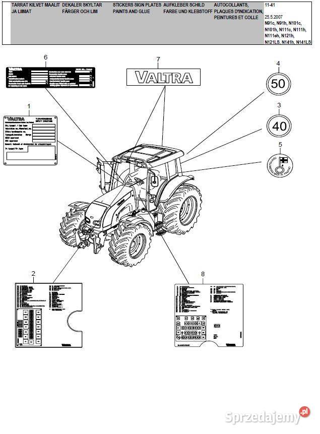 Valtra N121LS N141H LS katalog częsci