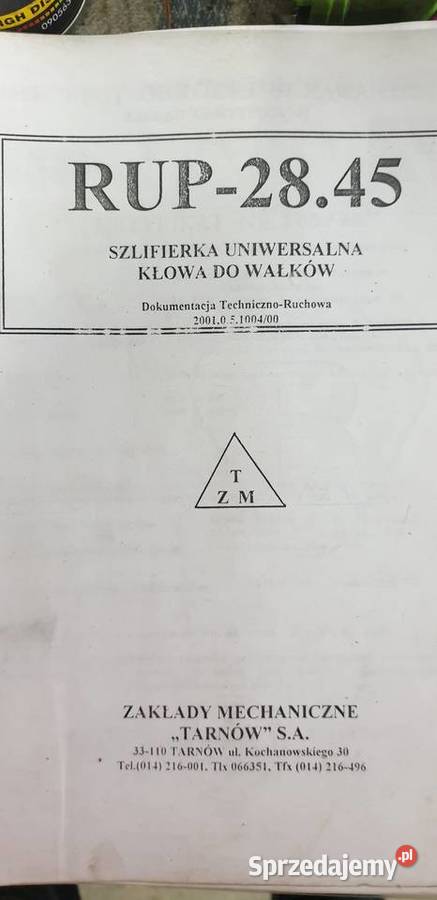 Dokumentacja DTR SZLIFIERKA RUP 28 Kępno