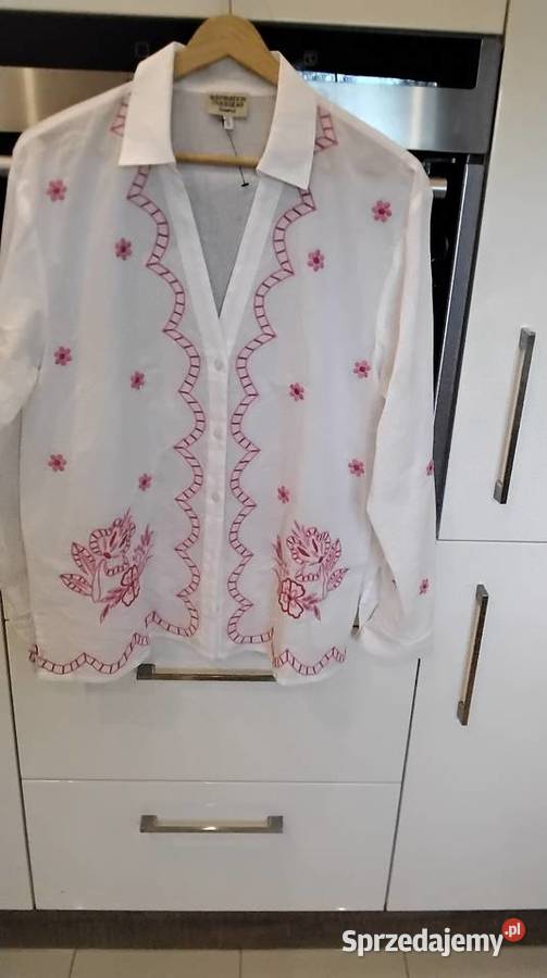 Koszula Biała z Haftem Batystowa Damska S SM Bluzki i koszule